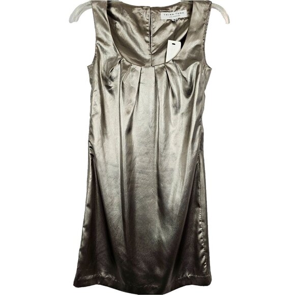 Retro-Futurism Revival Shiny Prom Party Punk Metallic Silver Dress Trina Turk 2 - Picture 1 of 16